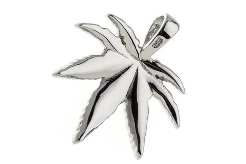 Anhänger Cannabis, Hanfblatt - 925 Silber