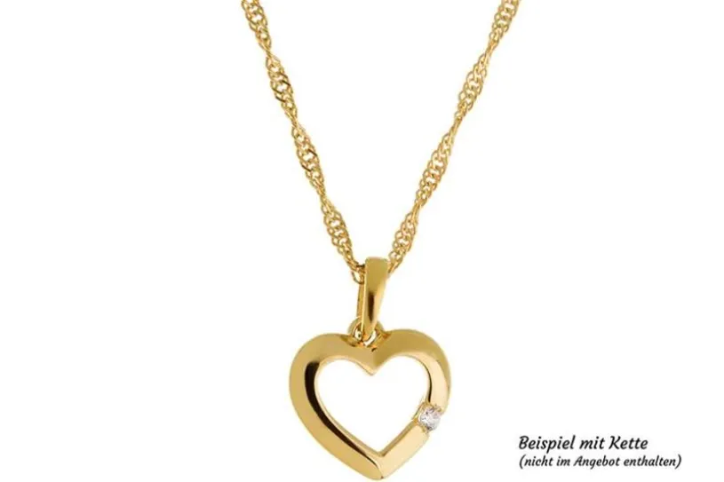 Anhänger Herz mit  Zirkonia - 375 Gelbgold Herz1ZB