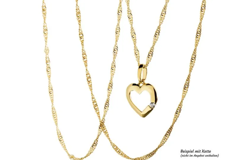 Anhänger Herz mit Zirkonia - 375 Gelbgold Herz1ZB