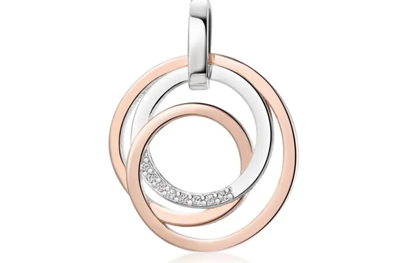 Anhänger, rund rosé mit Zirkonia - 925 Silber