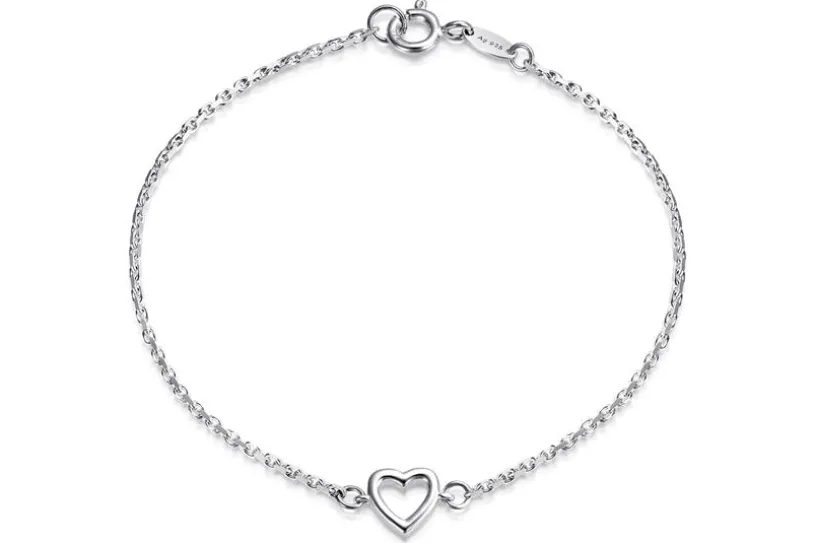 Ankerkette Armband 1,7mm mit Herz - 925 Silber