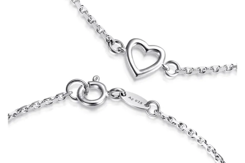 Ankerkette Armband 1,7mm mit Herz - 925 Silber