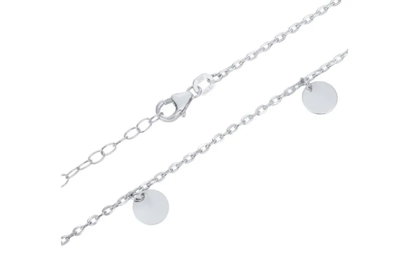 Ankerkette Armband 1,7mm mit Plättchen - 925 Silber - 19cm