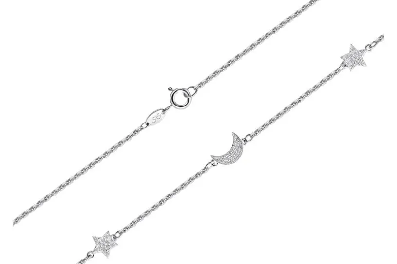 Ankerkette 1,7mm 2 Sterne und 1 Mond - 925 Silber