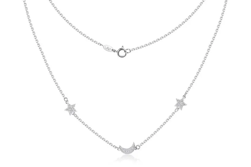 Ankerkette 1,7mm 2 Sterne und 1 Mond - 925 Silber
