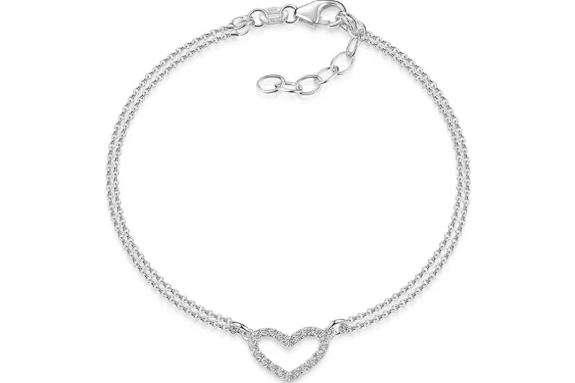 Armband Erbse 2reihig mit Herz, Länge variabel von 17-19cm Länge: 17cm-19cm variabel