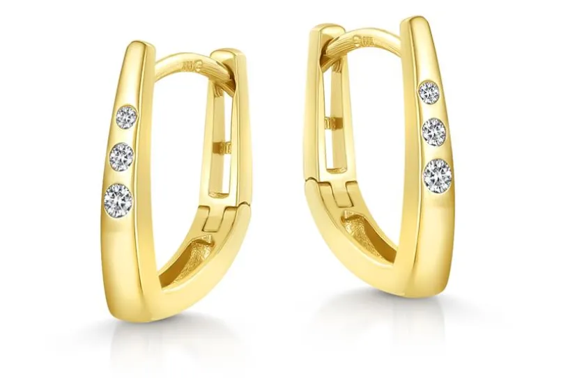 Creolen mit 3 Zirkoniasteinen SJR  - echt 333 Gold