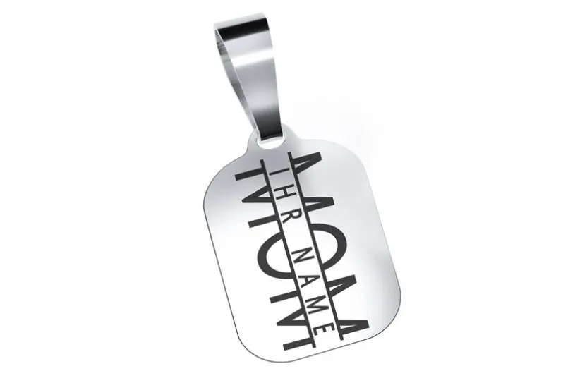 Dog Tag "Mom" klein, Größe 11x15mm - echt 925 Silber