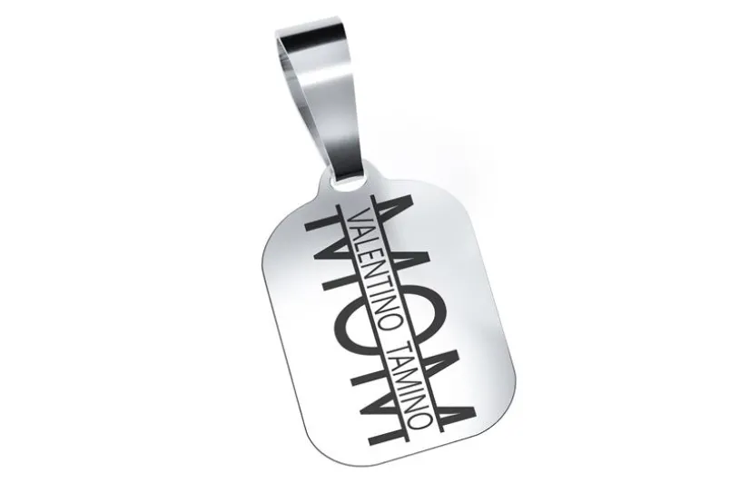 Dog Tag "Mom" klein, Größe 11x15mm - echt 925 Silber