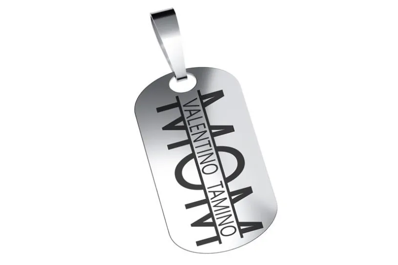 Dog Tag "Mom" mittel, Größe 13x21mm - echt 925 Silber