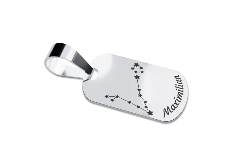Dog Tag Sternzeichen Fische, mittel - echt 925 Silber