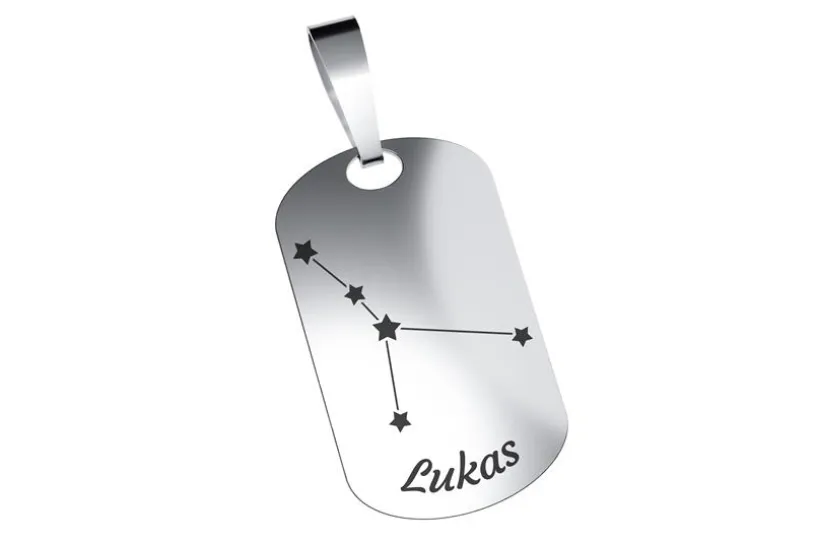 Dog Tag Sternzeichen Krebs, mittel - echt 925 Silber