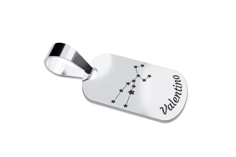 Dog Tag Sternzeichen Stier, mittel - echt 925 Silber