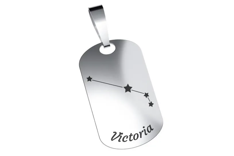 Dog Tag Sternzeichen Widder, mittel - echt 925 Silber