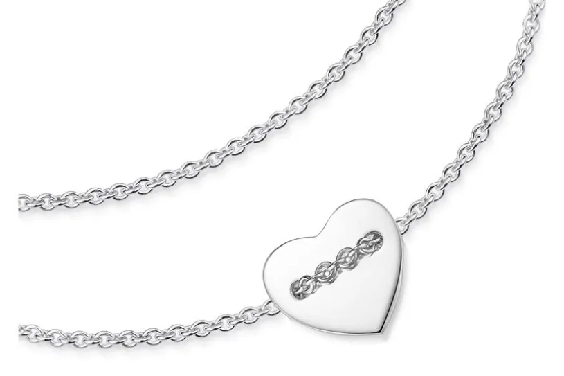 Erbskette Armband 1,3mm mit Herz - 925 Silber