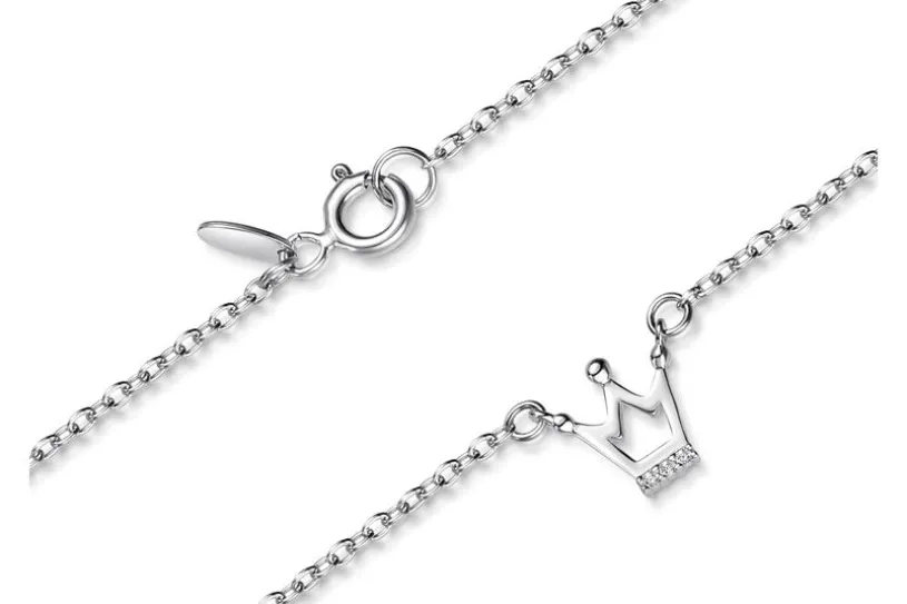 Erbskette Armband 1,6mm mit Krone klein - 925 Silber