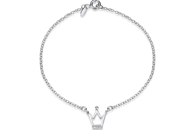 Erbskette Armband 1,6mm mit Krone, groß - 925 Silber