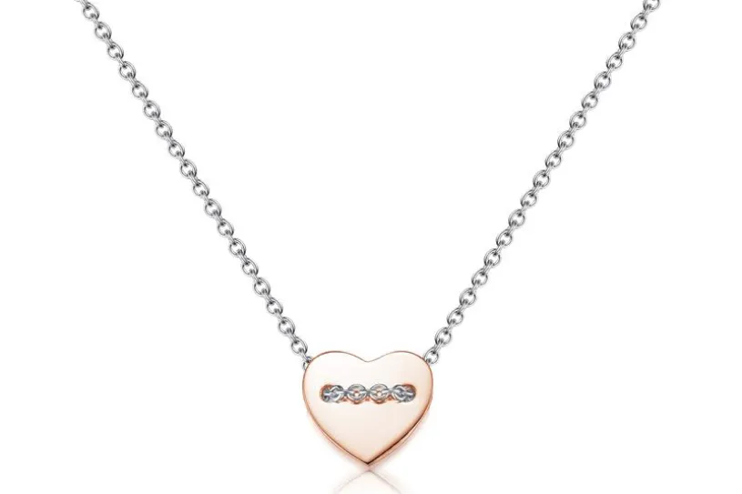 Erbskette 1,3mm mit Herz, rosé - 925 Silber