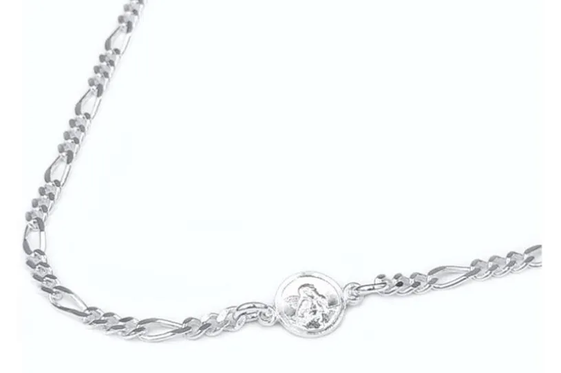 Figarokette 2,2mm mit Anhänger Engel rund - 925 Silber