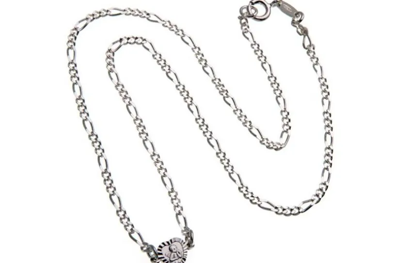 Figarokette 2,2mm mit Anhänger Engel Herz - 925 Silber