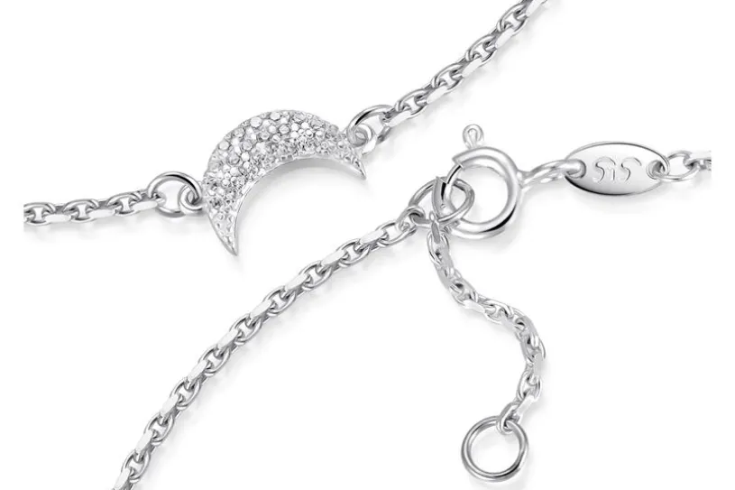 Fußkette Ankerkette 1,7mm mit Mond - 925 Silber