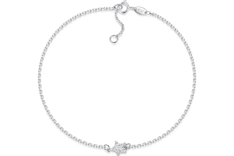Fußkette Ankerkette 1,7mm mit Stern - 925 Silber