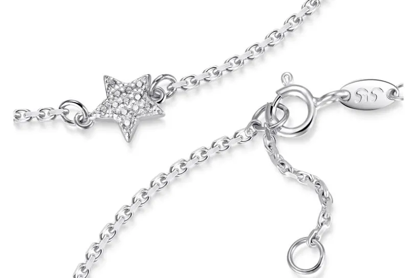 Fußkette Ankerkette 1,7mm mit Stern - 925 Silber