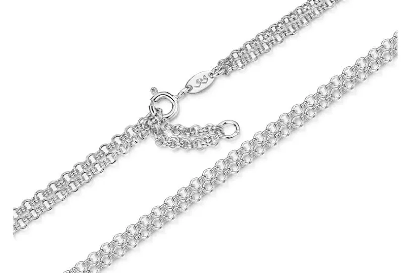 Fußkette Doppelerbse 2-reihig 2,4mm - 925 Silber