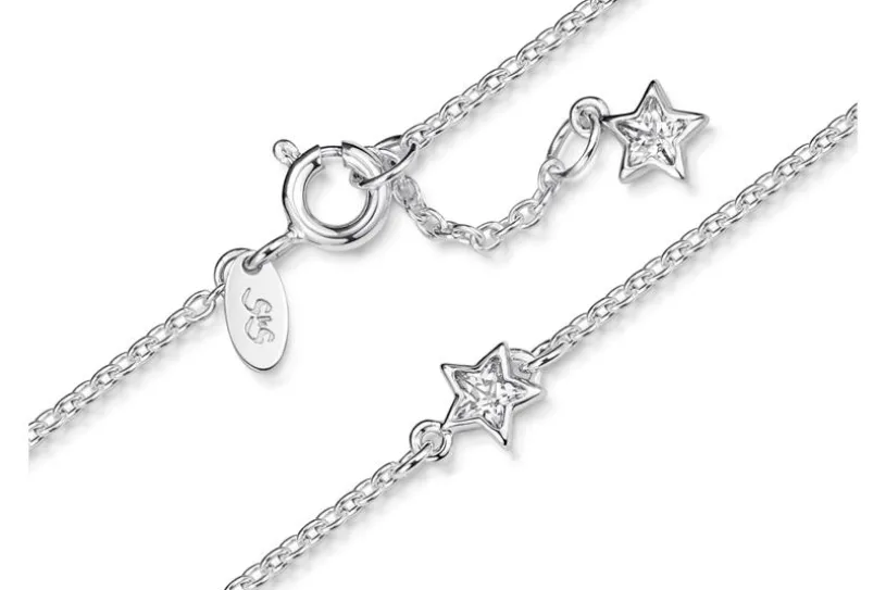 Fußkette Erbse 1,6 mit zwei Sternen -925 Silber