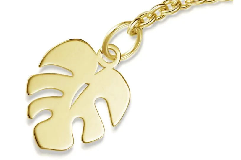 Fußkette Erbse 1,8mm mit Blatt - 585 Gold