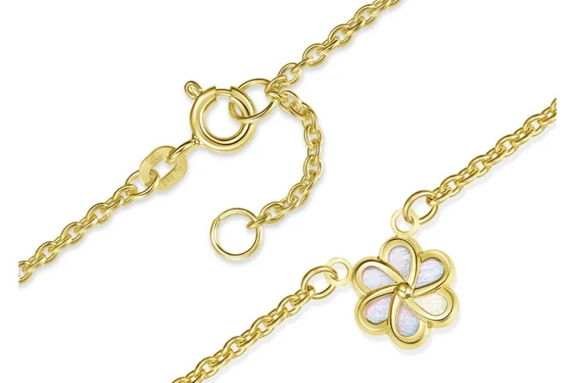 Fußkette Erbse 1,8mm mit Blüte - 585 Gold