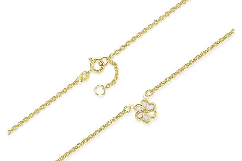 Fußkette Erbse 1,8mm mit Blüte - 585 Gold