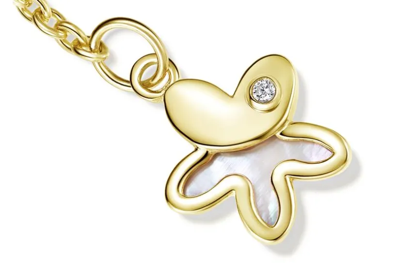 Fußkette Erbse 1,8mm mit Blume - 585 Gold