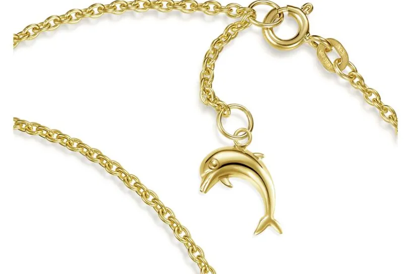 Fußkette Erbse 1,8mm mit Delphin - 585 Gold
