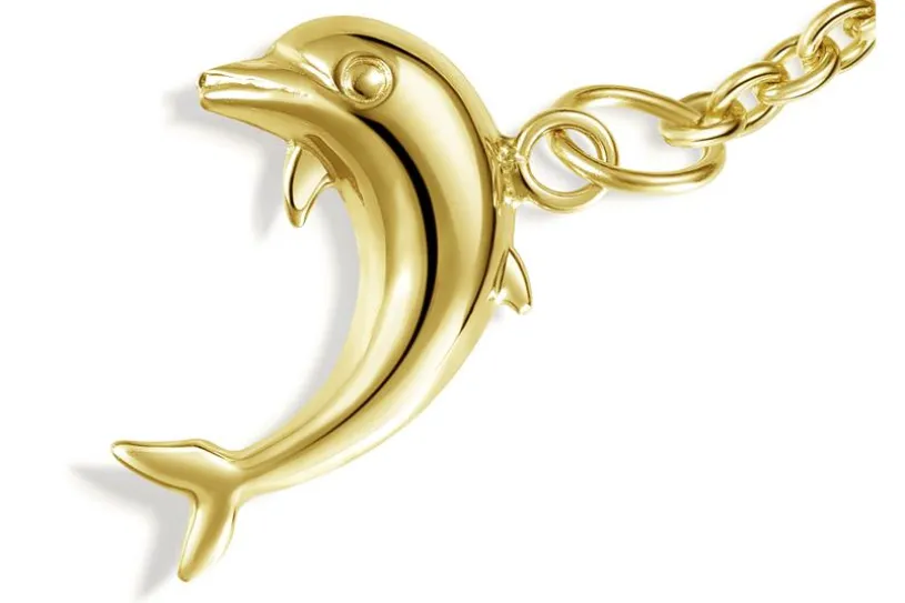 Fußkette Erbse 1,8mm mit Delphin - 585 Gold