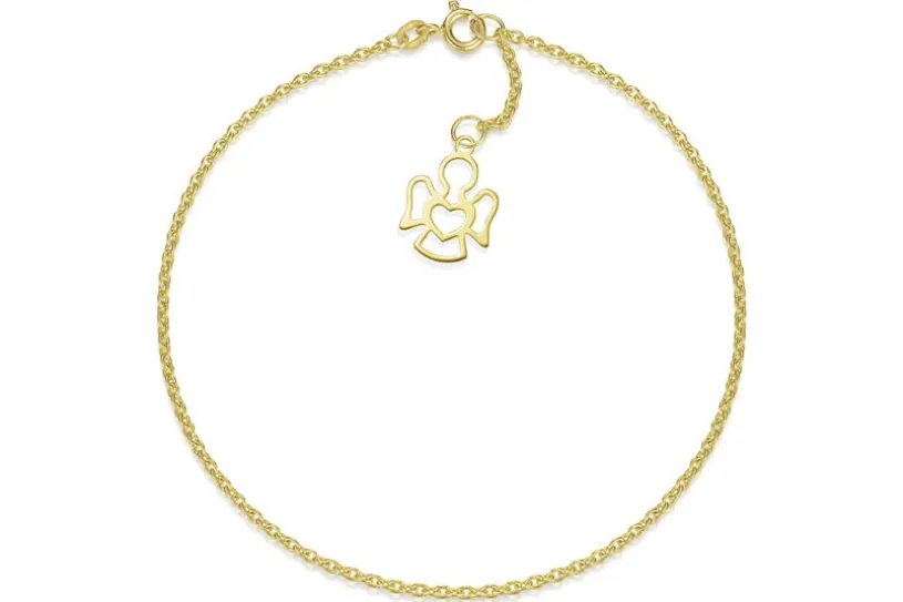 Fußkette Erbse 1,8mm mit Engel - 585 Gold