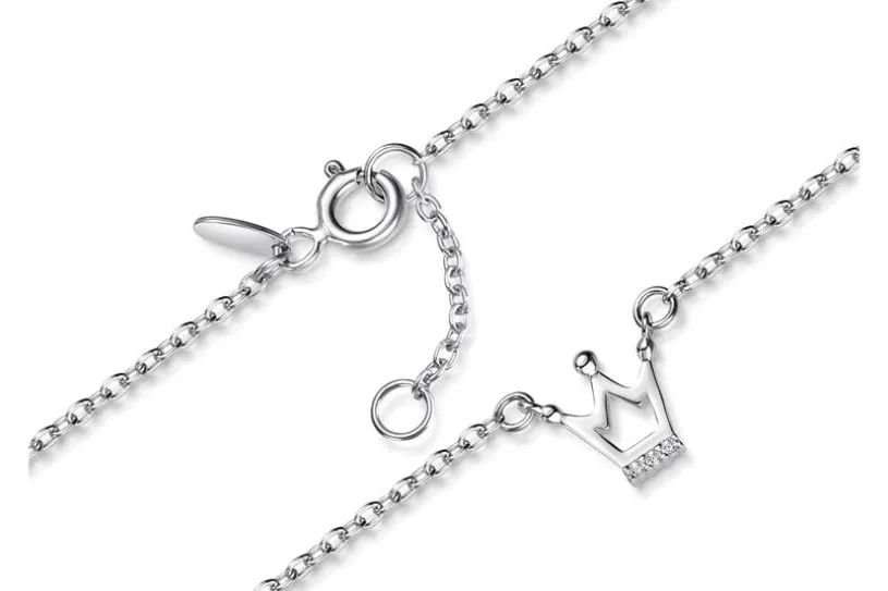 Fußkette Erbse 1,6mm mit Krone klein - 925 Silber