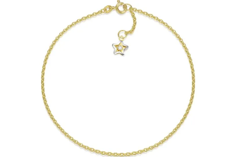 Fußkette Erbse 1,8mm mit Stern - 585 Gold