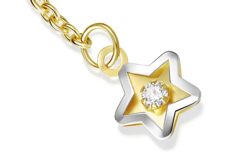 Fußkette Erbse 1,8mm mit Stern - 585 Gold