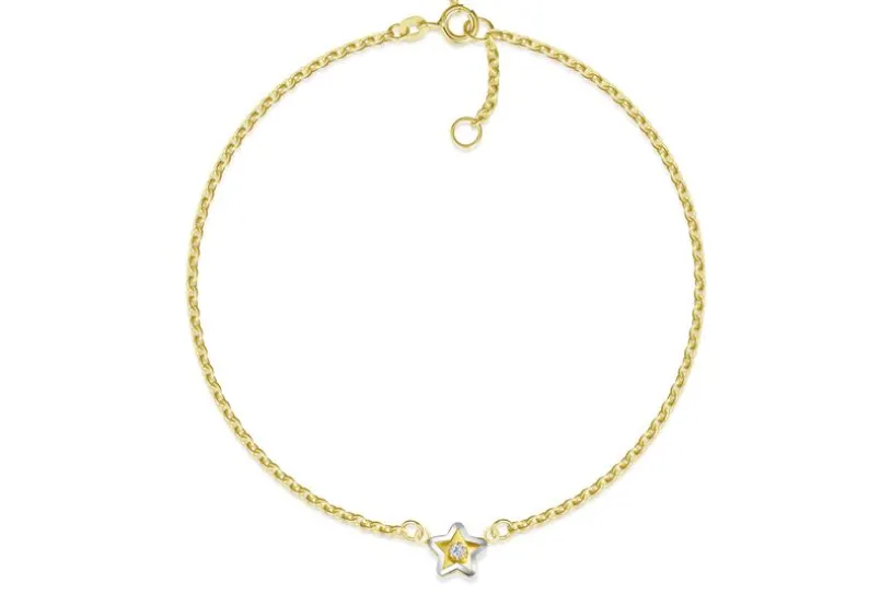 Fußkette Erbse 1,8mm mit Stern mittig - echt 585 Gold