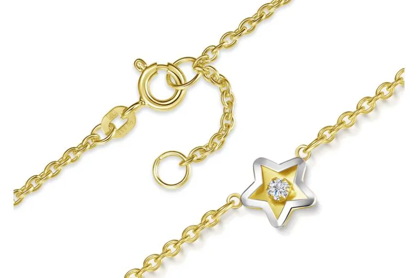 Fußkette Erbse 1,8mm mit Stern mittig - echt 585 Gold