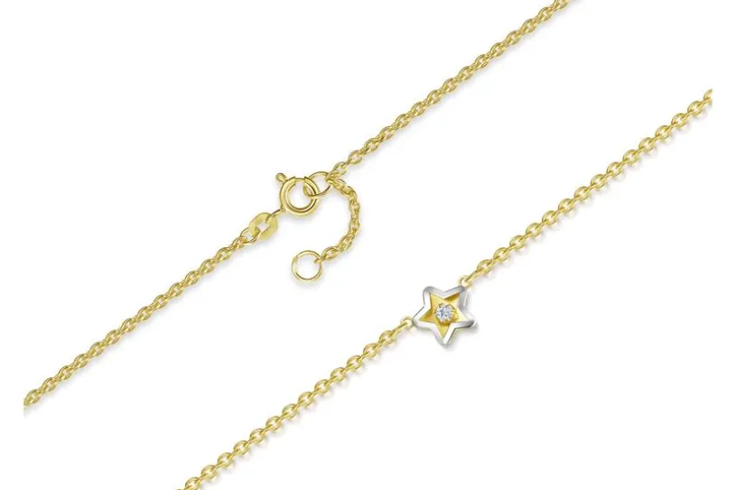 Fußkette Erbse 1,8mm mit Stern mittig - echt 585 Gold