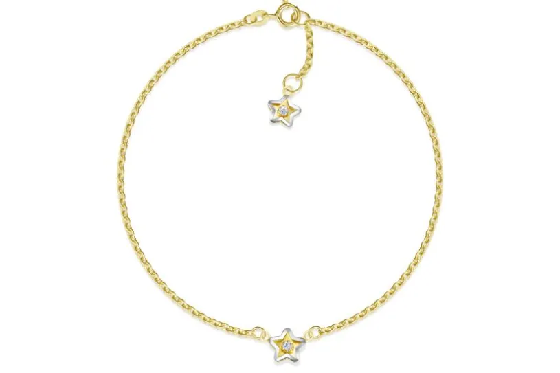 Fußkette Erbse 1,8mm mit Sternen - 585 Gold