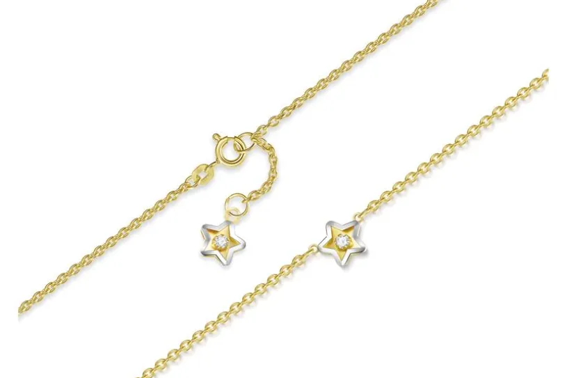 Fußkette Erbse 1,8mm mit Sternen - 585 Gold