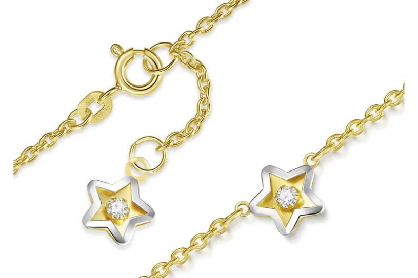 Fußkette Erbse 1,8mm mit Sternen - 585 Gold