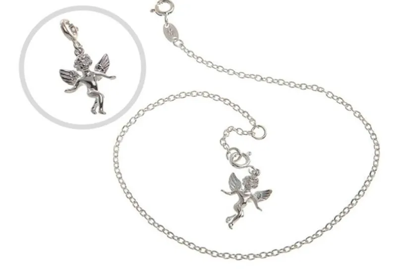 Fußkette Erbskette 2mm - 925 Silber wahlweise mit Anhängern