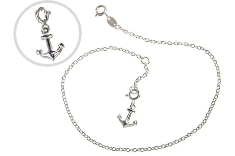 Fußkette Erbskette 2mm - 925 Silber wahlweise mit Anhängern