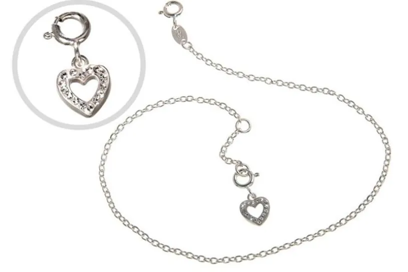 Fußkette Erbskette 2mm - 925 Silber wahlweise mit Anhängern