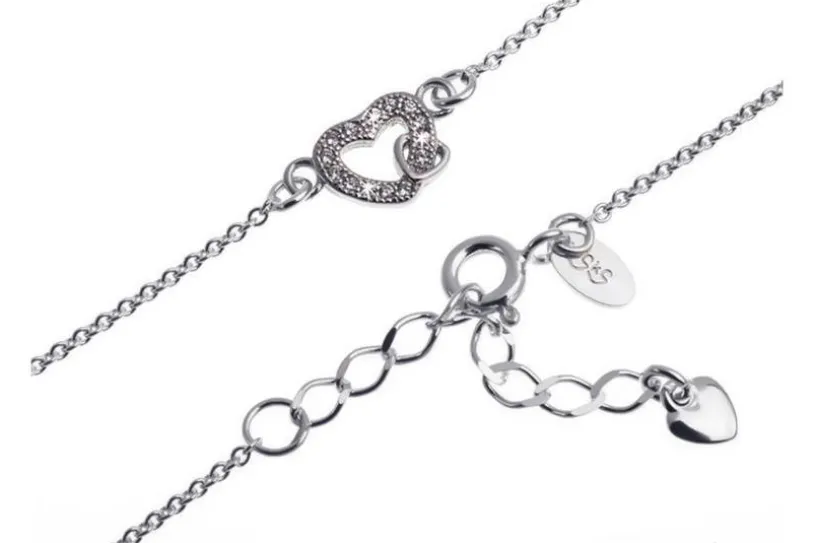 Fußkette Erbskette 1,3mm mit Herz - 925 Silber