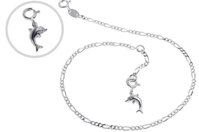 Fußkette Figaro 2,2mm - 925 Silber wahlweise mit Anhänger